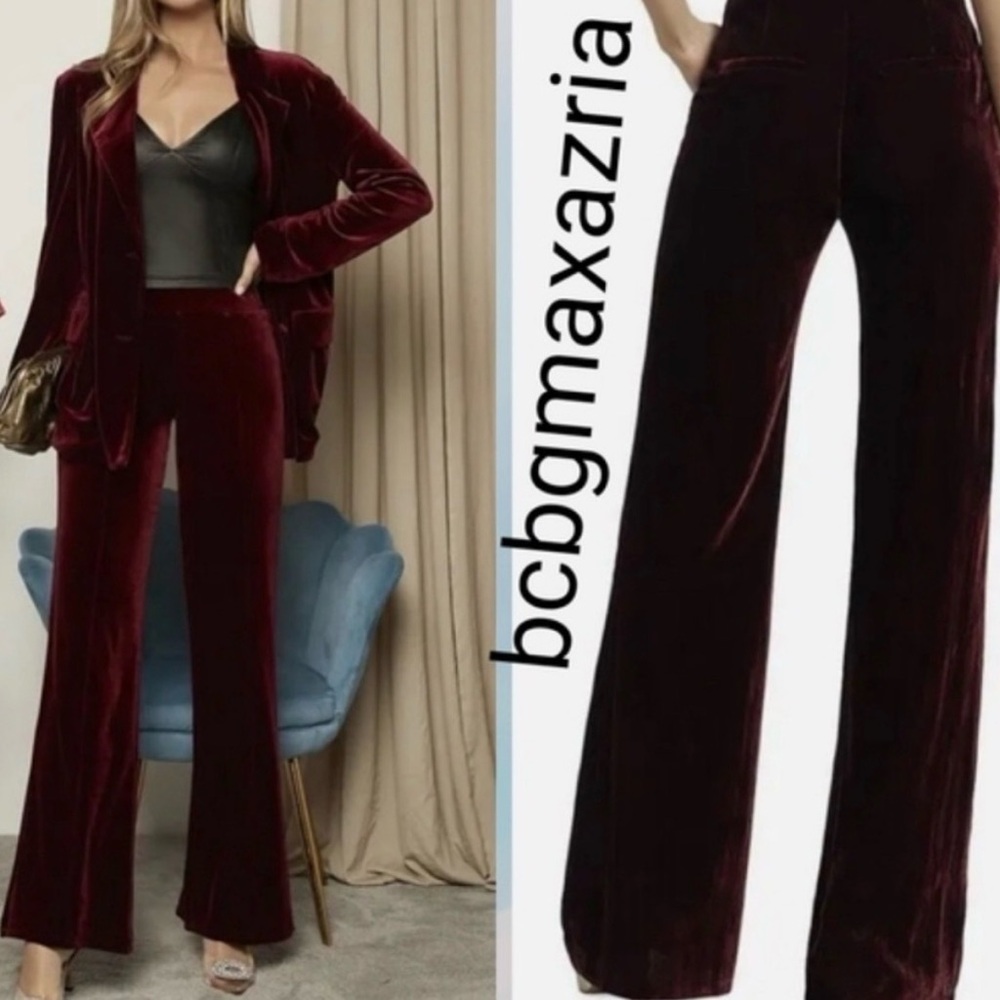 BCBGMaxAzria Women's Burgundy Velvet Pants